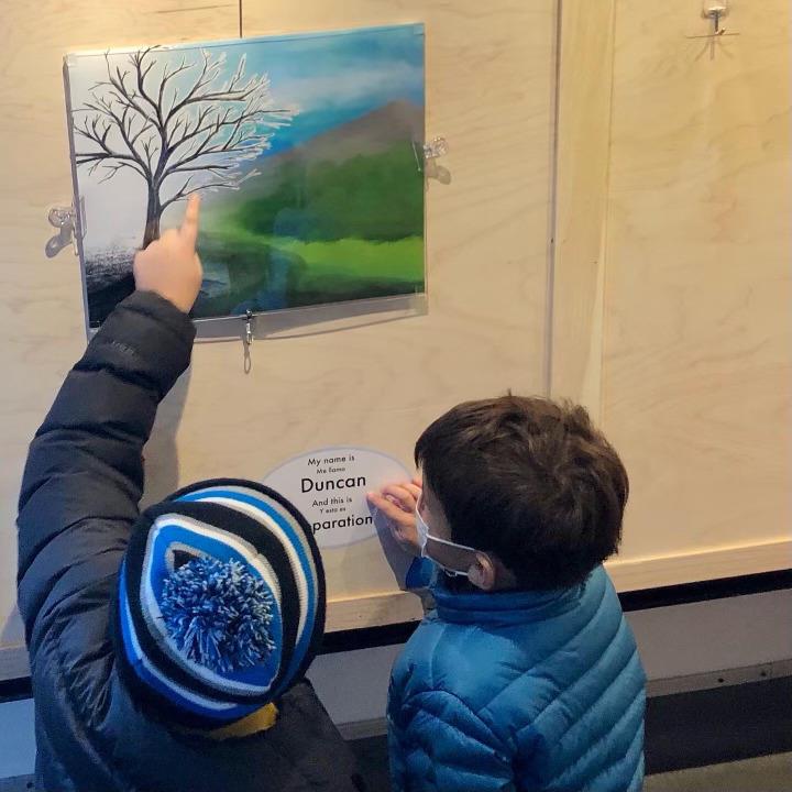 Picture from in-school field trip, with cARTie, a mobile art museum, for grades PK-2